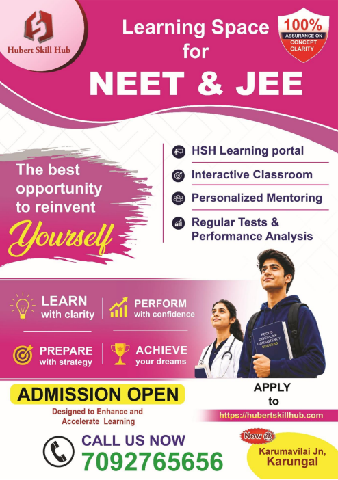 Expert NEET and JEE teachers at Hubert Skill Hub Kanyakumari district